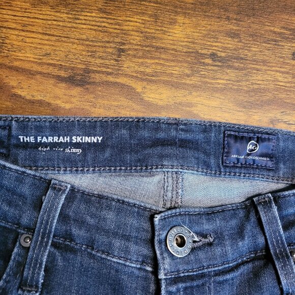AG Adriano Goldschmeid Jeans 29 R Farrah High Rise Skinny Medium Dark Wash - Picture 4 of 10
